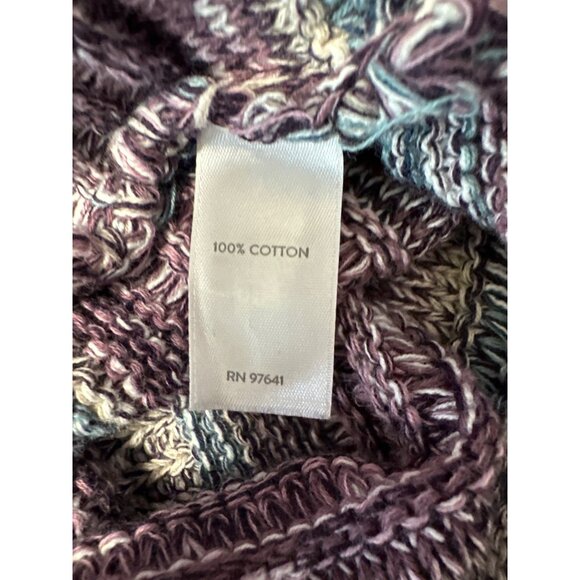 J.Jill Intarsia Mixed Texture Marled Cotton Blend Crewneck Sweater Size L - Picture 6 of 8